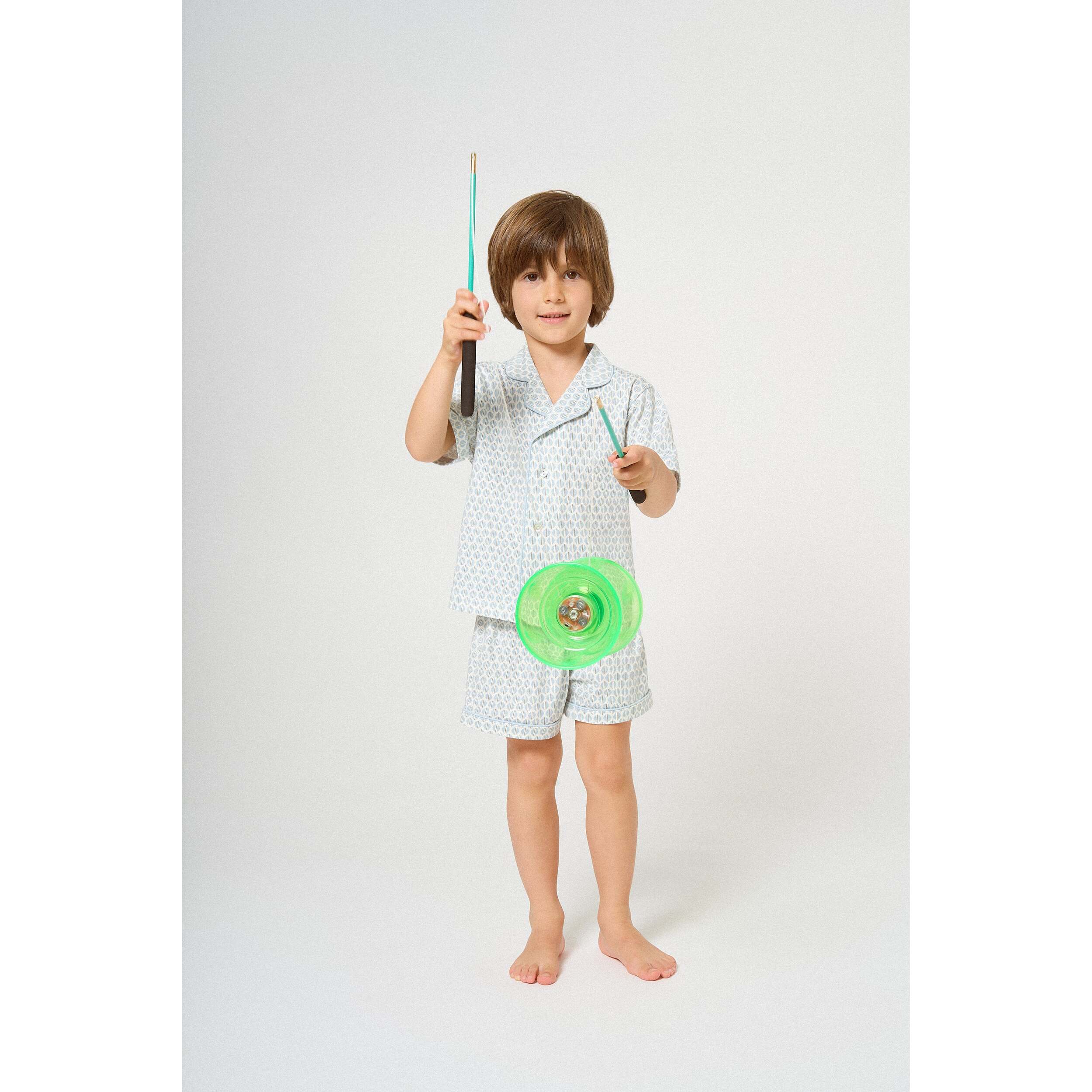 Pijama corto camisero kids algodón dune índigo