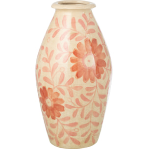 J-Line Vase Fleurs - grès - orange/blanc cassé - large