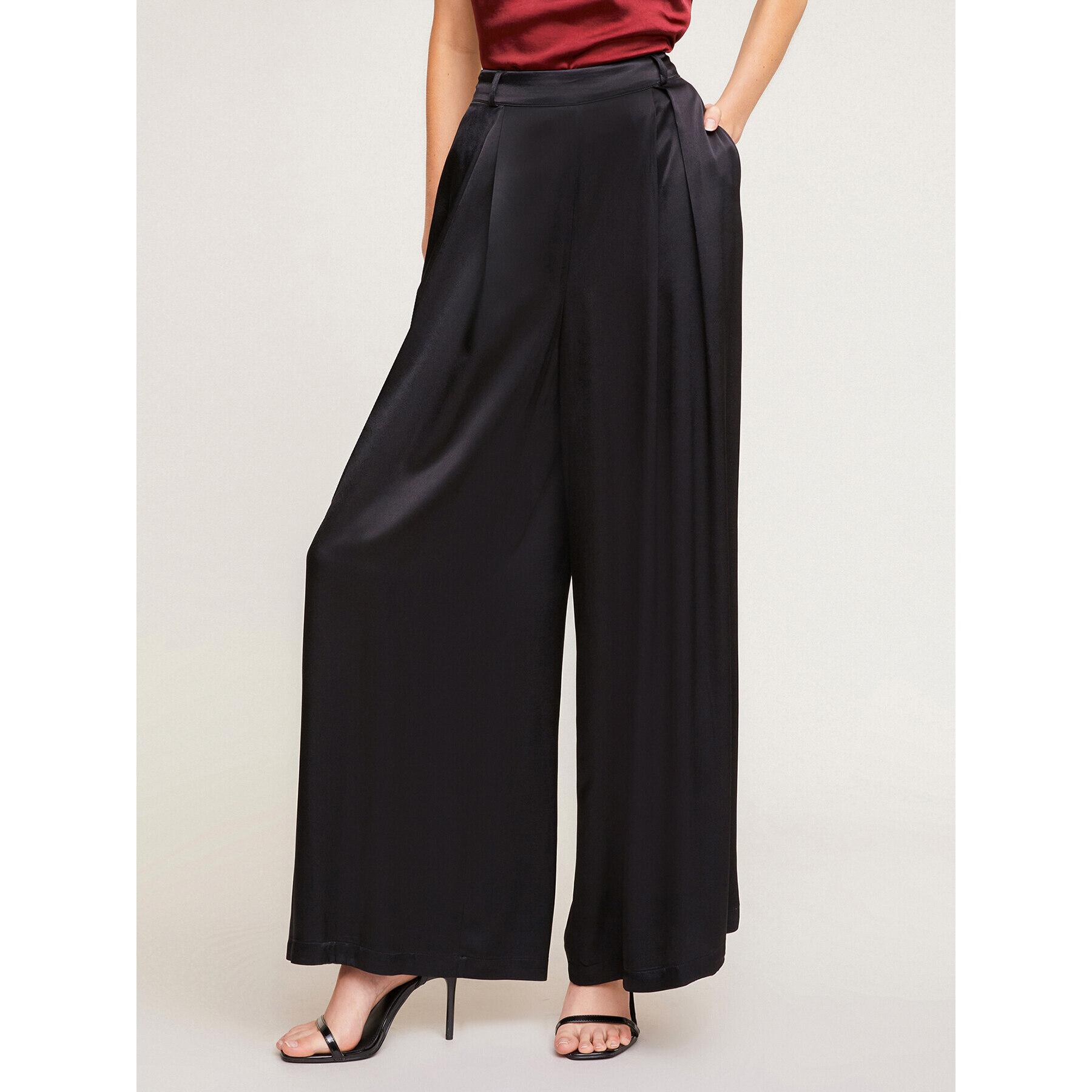 Motivi - Pantaloni palazzo in viscosa satin - Nero