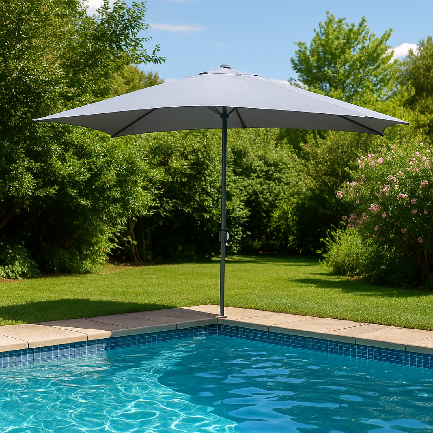 Parasol droit rectangulaire 3 x 2 m gris LIGURIA