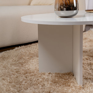 SOZA Table basse ovale blanche 119x60cm