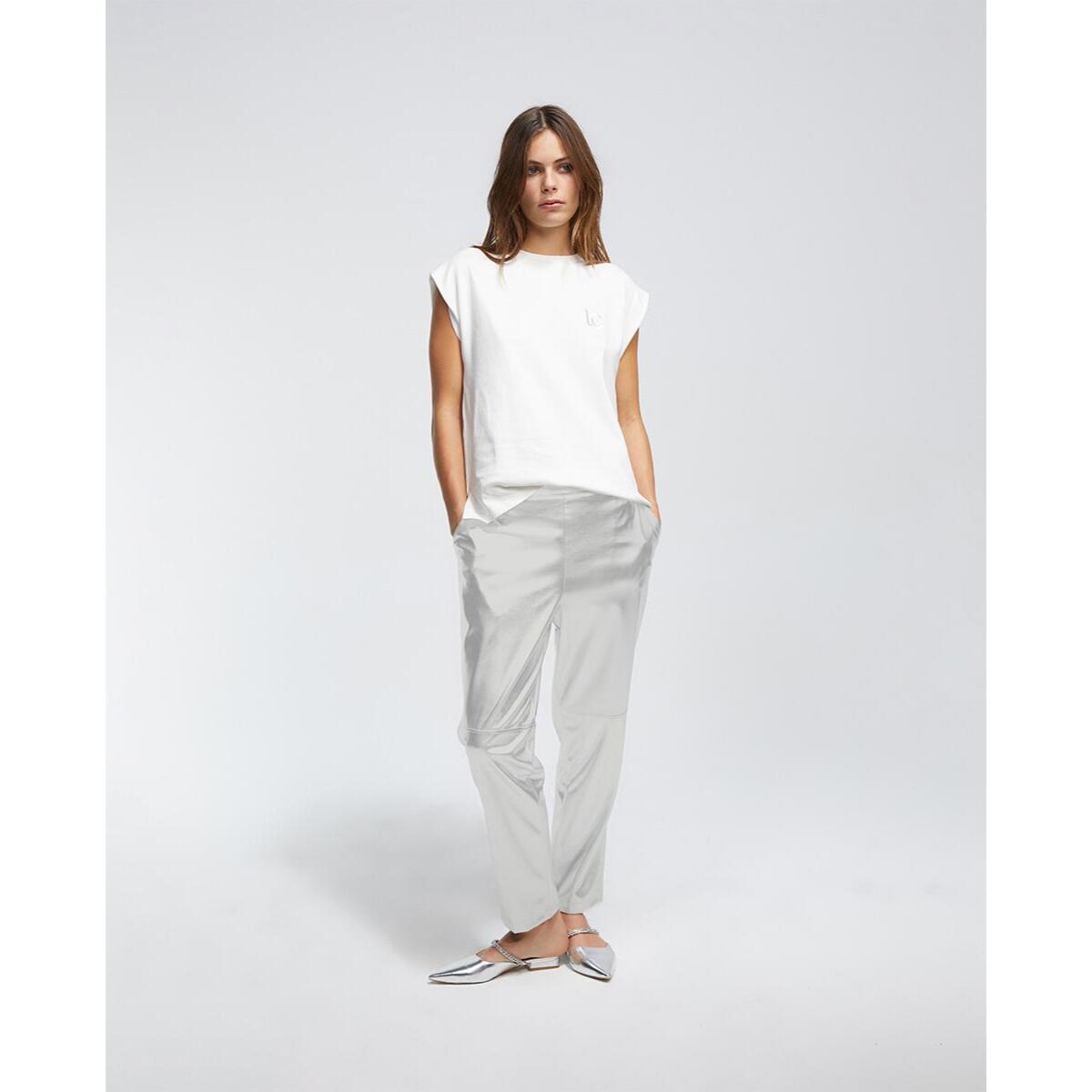 Pantaloni effetto pelle argento