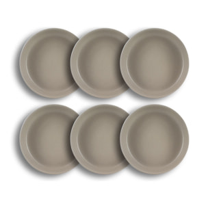 Lot de 6 assiettes creuses gris en grès 20,5cm ARITA