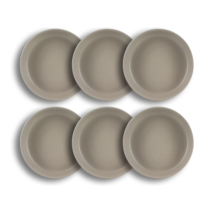 Lot de 6 assiettes creuses gris en grès 20,5cm ARITA