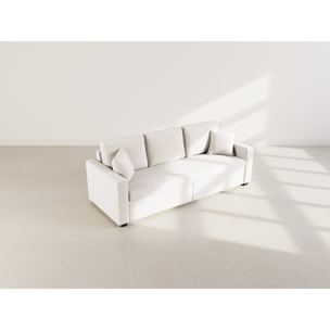 Cyrus - Canapé droit 3 places convertible en velours côtelé - Beige