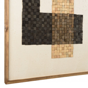 ANDRIAN - Décoration murale 82x122cm mosaïque beige/noire en Pin recyclé