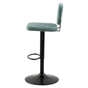 Lot de 2 chaises de bar réglables 60/81 cm en velours vert d'eau - Viktor