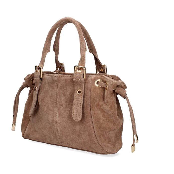 Borsa a mano da donna Made in Italy - Modello Elara Nova - Pelle scamosciata - 14.0 x 8.0 x 25.0 cm