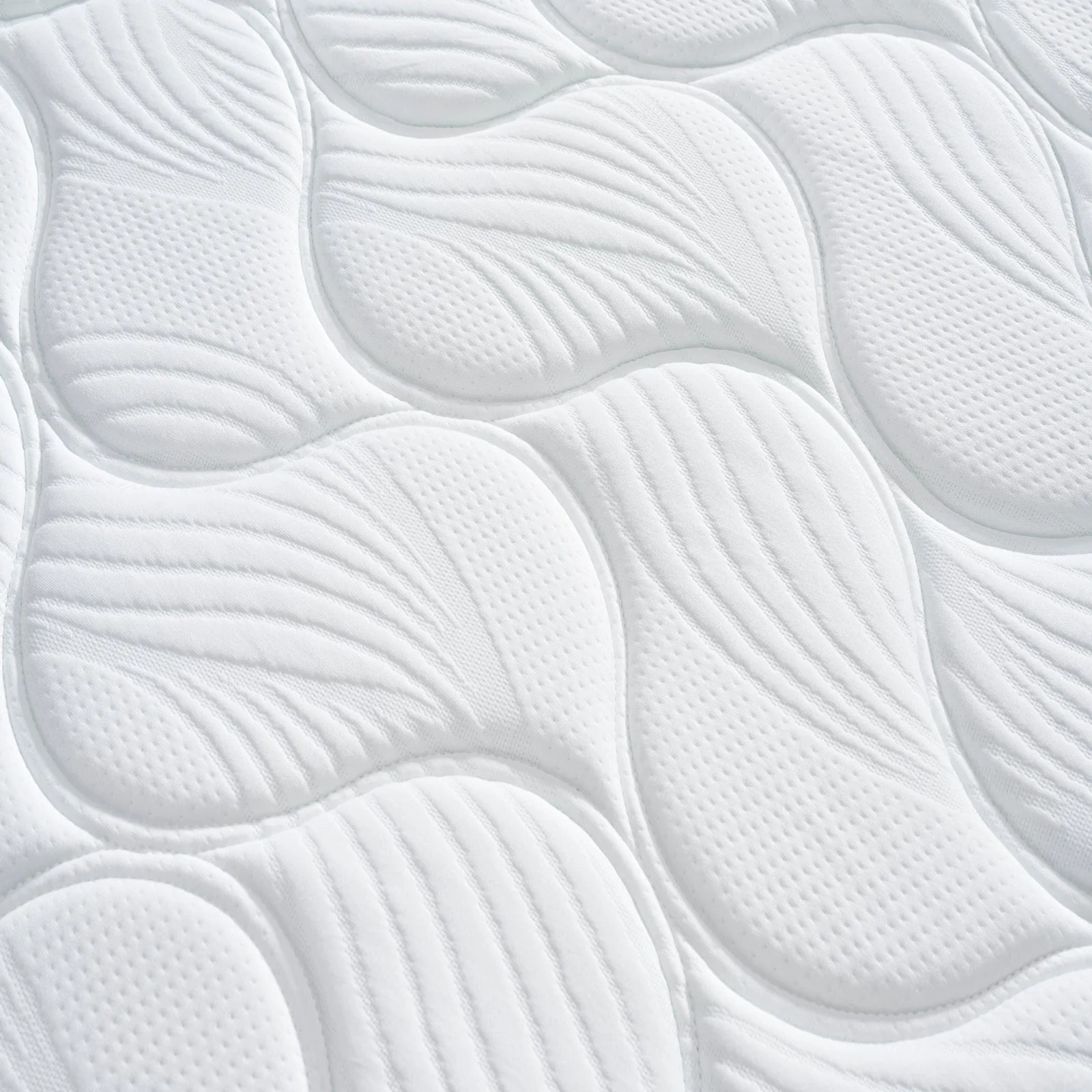 Ensemble matelas Univers & sommier Cancun | Mémoire de forme et ressorts ensachés | Cadre à lattes | Bouclette | Gris clair