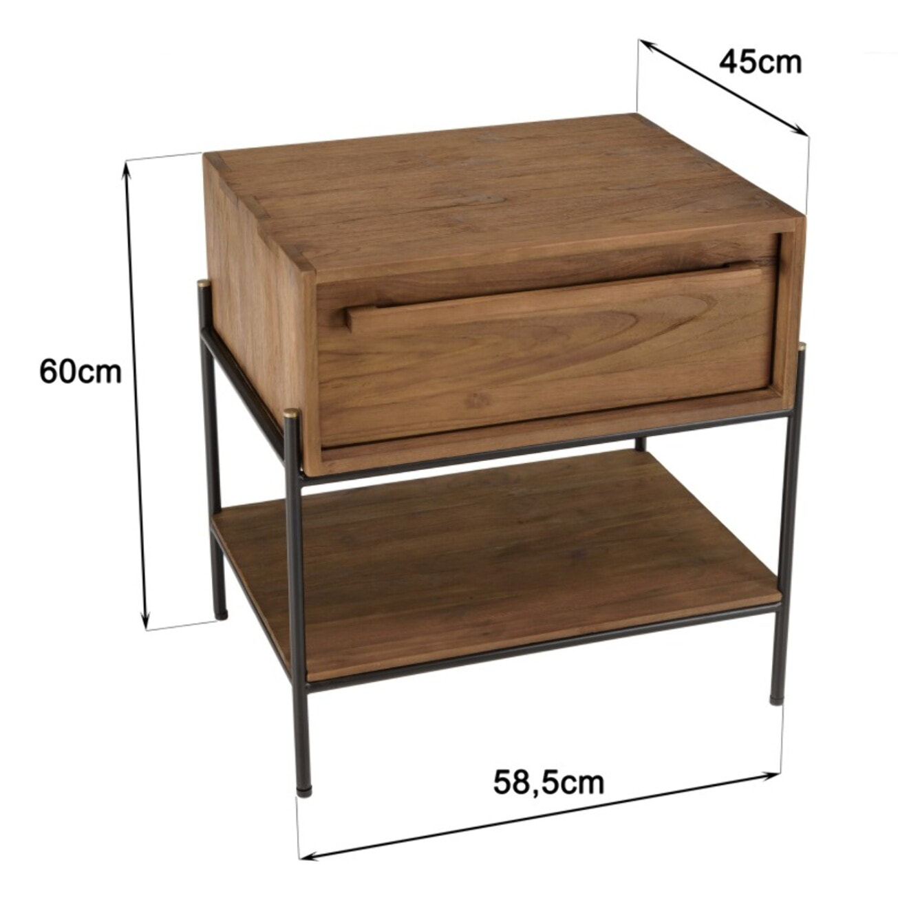 SIXTINE - Table de chevet 1 niche bois de teck recyclé