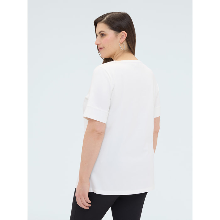Fiorella Rubino - T-shirt in cotone con scritta BLOOM - Bianco