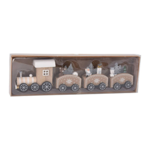 Juego de tren de madera en color natural 31x7,5x3,5cm - 2 diseños (surtido)
