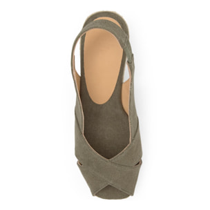 Alpargatas de cuña de mujer destalonadas Diana estilo peep-toe en algodón orgánico lavado