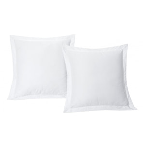 Lot de 2 Taies d'oreiller satin de coton rayé blanc