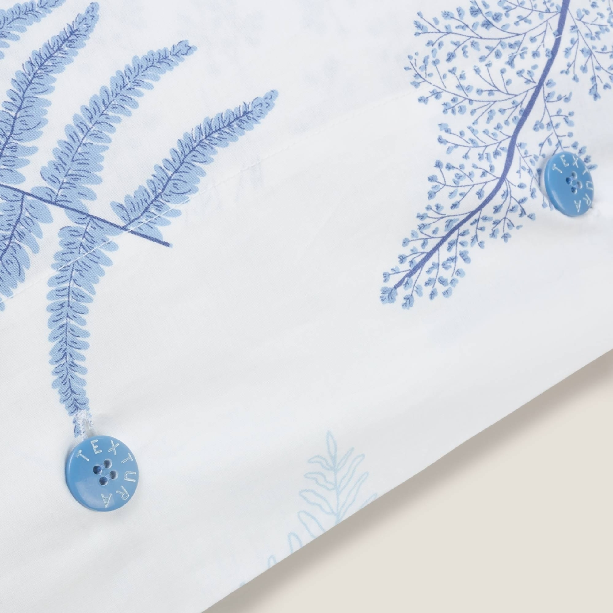 Funda almohada algodón hojas Lari color azul 100% Algodón percal