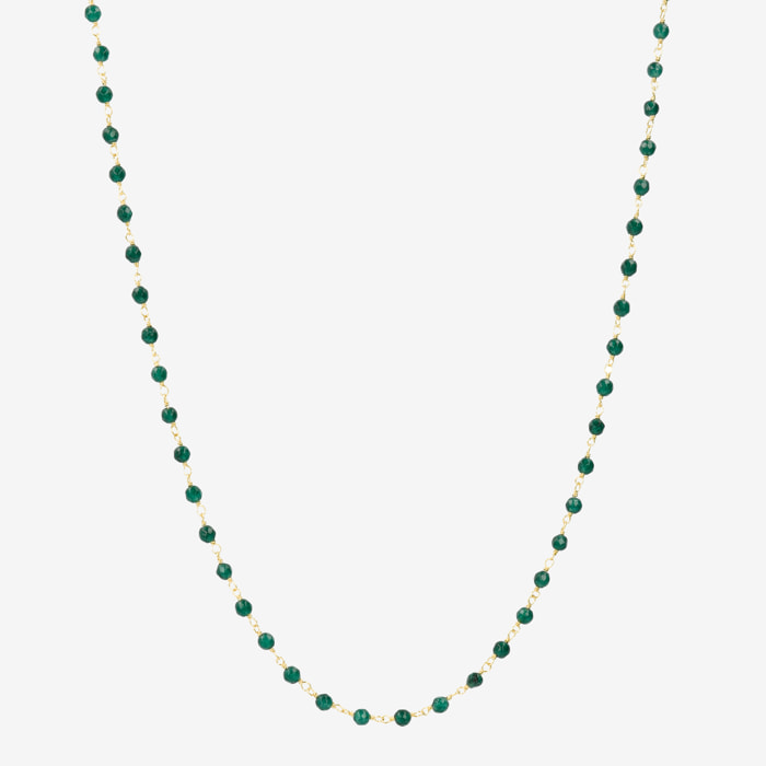 Collana Rosario con Quarzite Verde in Argento 925 placcato Oro giallo 18Kt