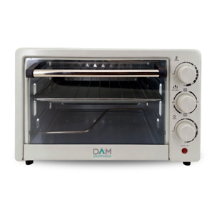 Forno elettrico da banco con capacità di 25 litri. Pannello di controllo meccanico e potenza di 1300 W.