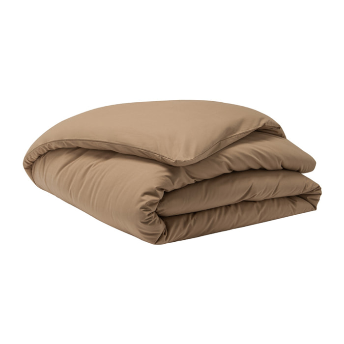 Parure de lit Housse de couette + Taie rectangle en percale de coton, PREMIÈRE, Beige Dune