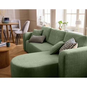 Miro - canapé d'angle réversible - 4 places - convertible avec coffre - en velours texturé - Vert sauge