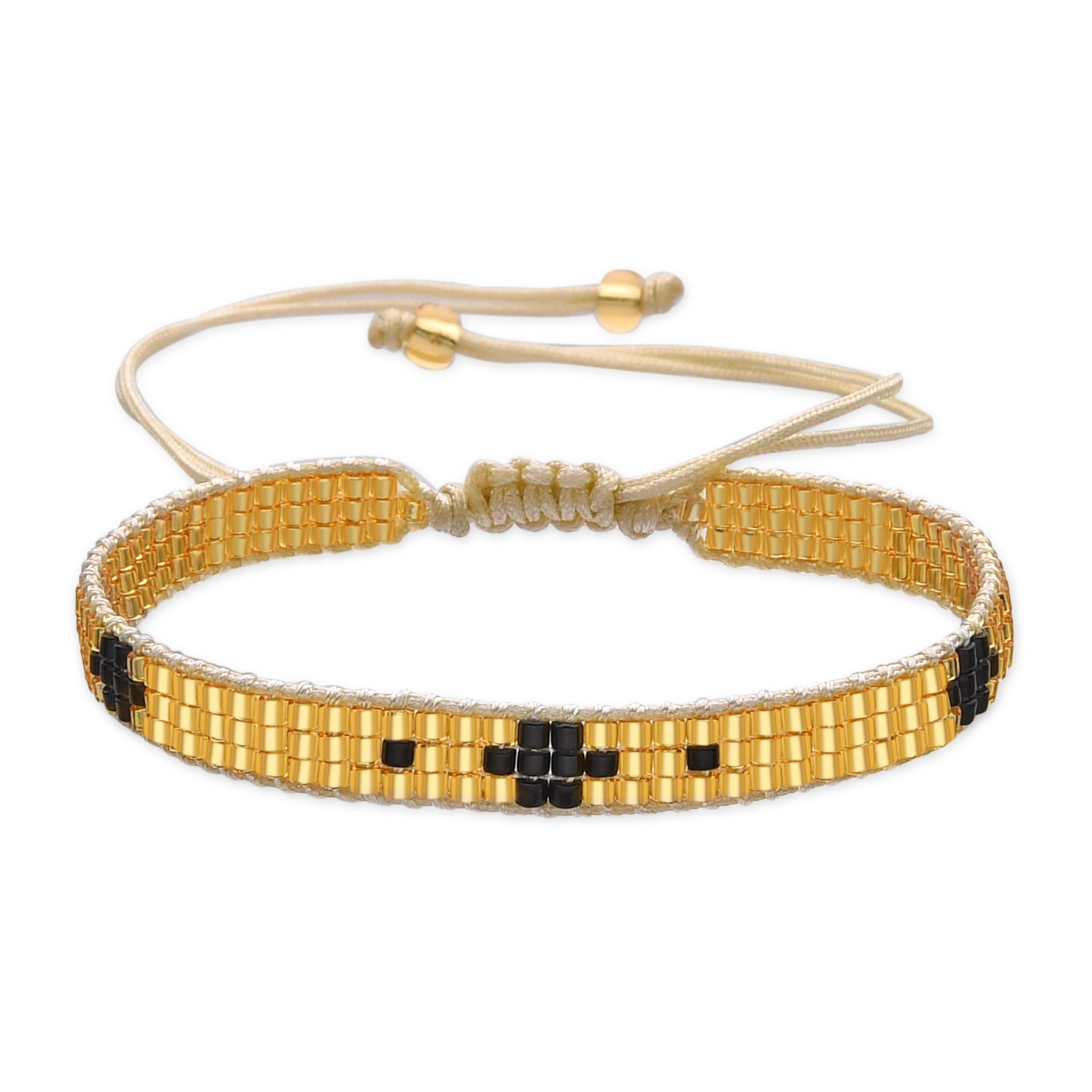 Pulsera con Cristal Negro acabado oro 18k
