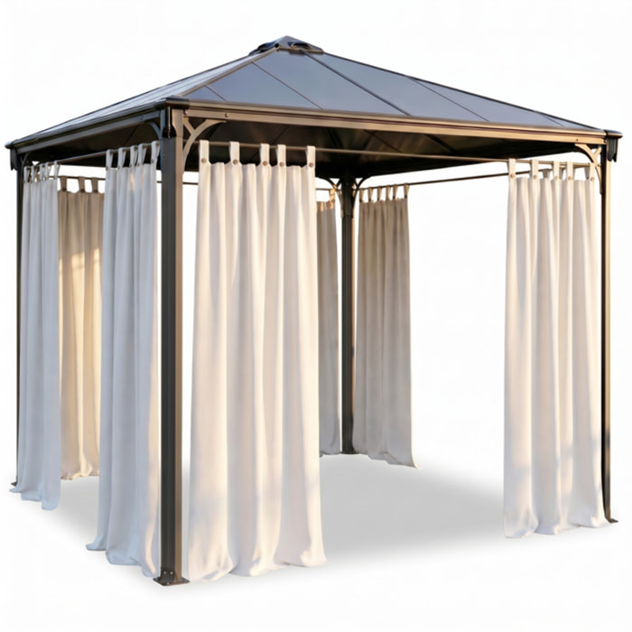 Tenda per gazebo con passanti e bottoni, telo ombreggiante in cotone e poliestere resistente ai raggi UV, facile da installare, ideale per terrazzo veranda e giardino, garantisce privacy e protezione dal sole