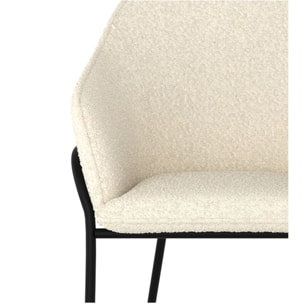 Chaise effet laine bouclette blanche et pieds en métal - Toscane