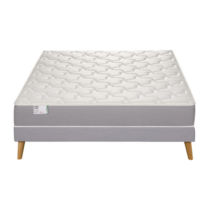 Ensemble L OPTIMAL, matelas H22 ressorts ensachés, ferme, sommier