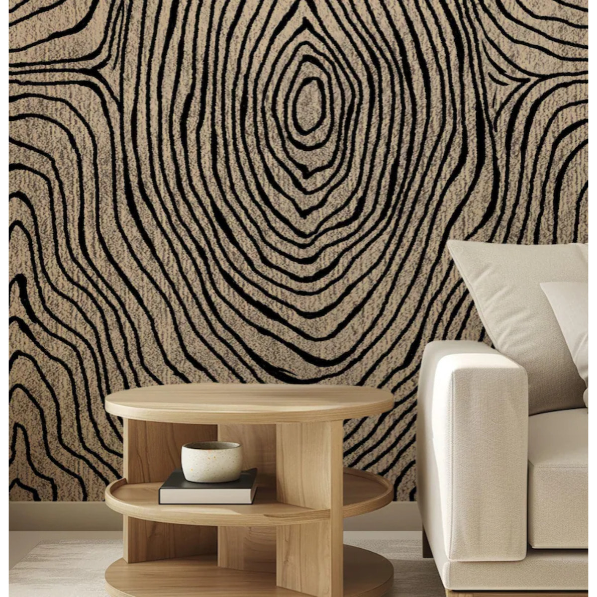 Carta da Parati Geometrica Astratta Bianca e Beige Artistica