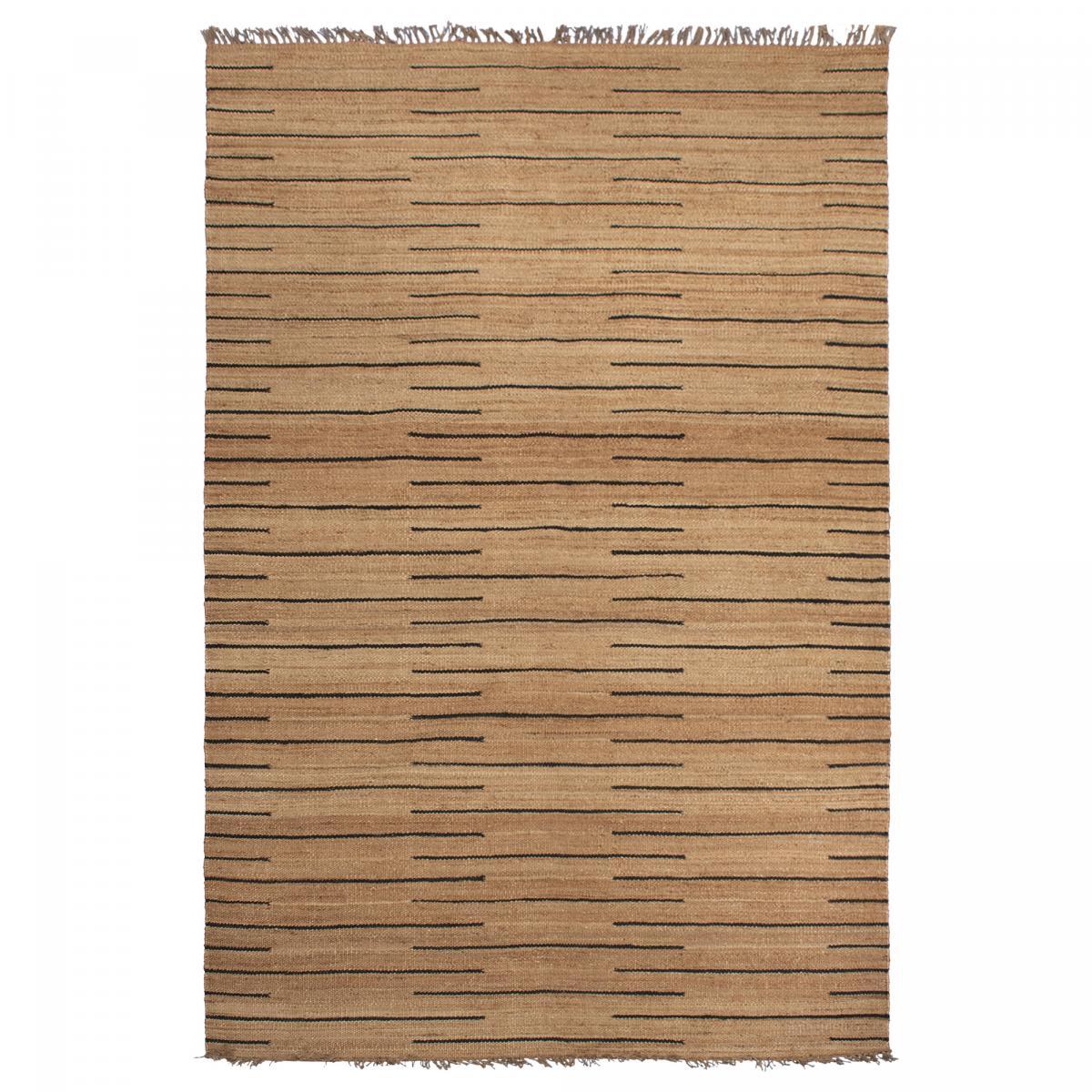 Tapis Kilim Radu tissé à la main en jute avec des lignes