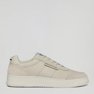 Sneaker casual Milton da uomo in ecopelle beige con dettagli tono su tono Polo Club