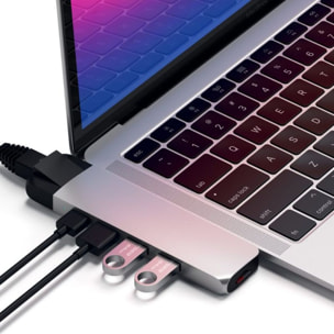 Hub SATECHI USB-C Pro + Ethernet/4K Hdmi silver
