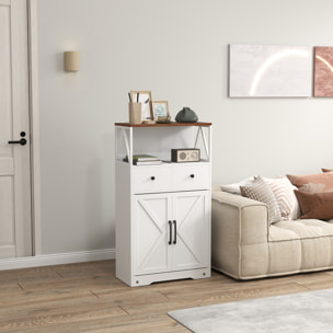 Aparador de Salón Armario Multiusos con Estantes Cajones Puertas Granero Aparador para Cocina Dormitorio 60x31x108 cm Blanco