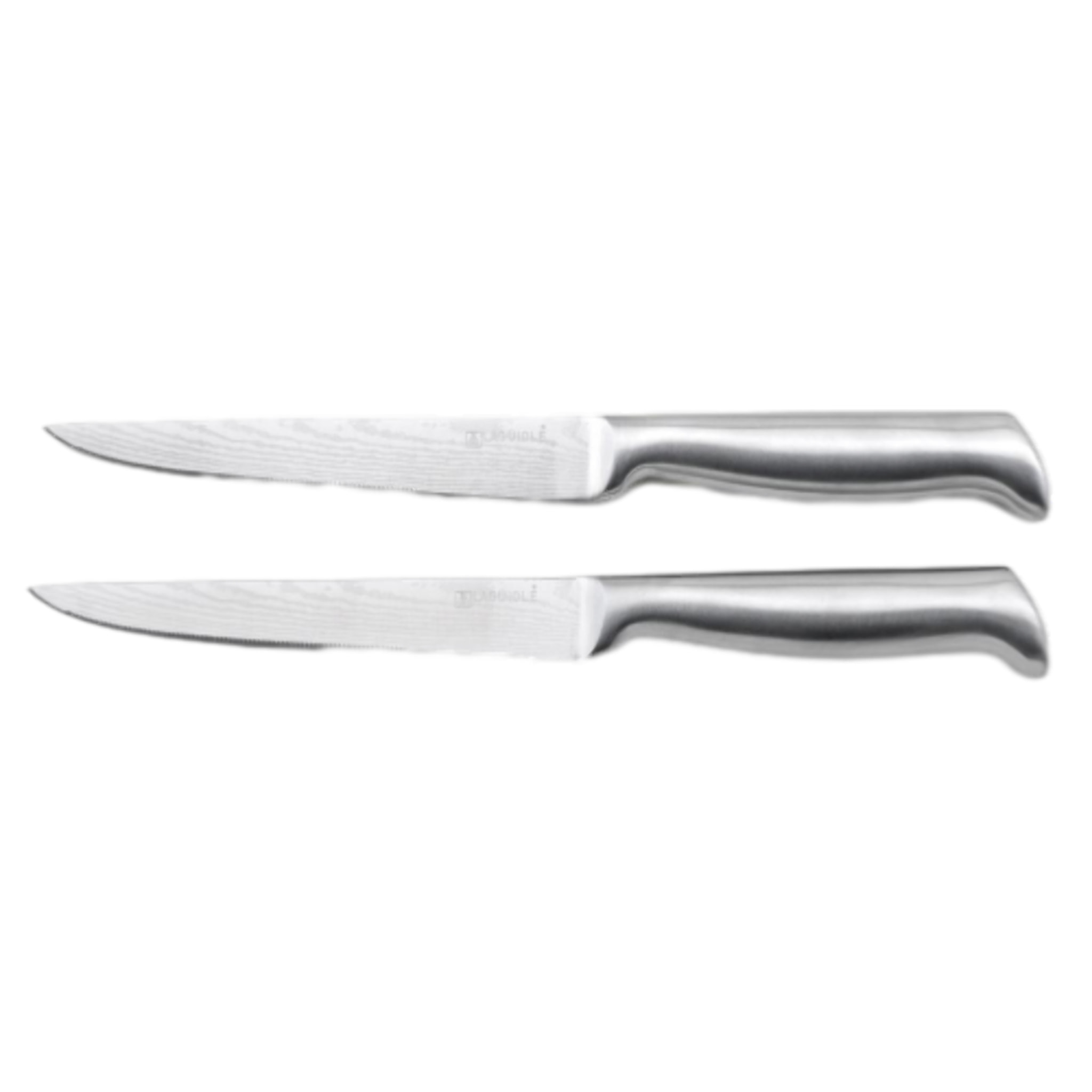 2 couteaux à steak argent 25cm - "nouvelle vague