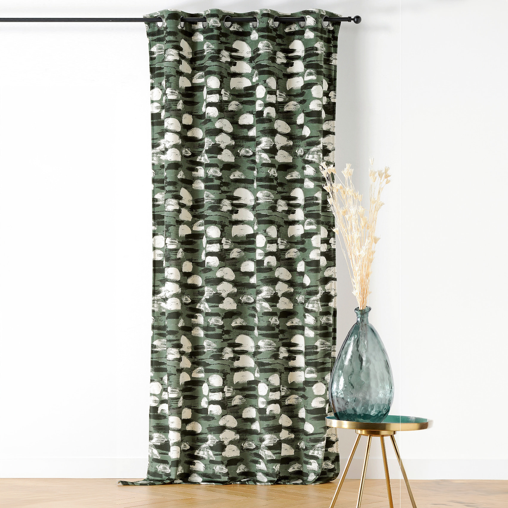 Rideau à Oeillets Paysage Abstrait - Vert