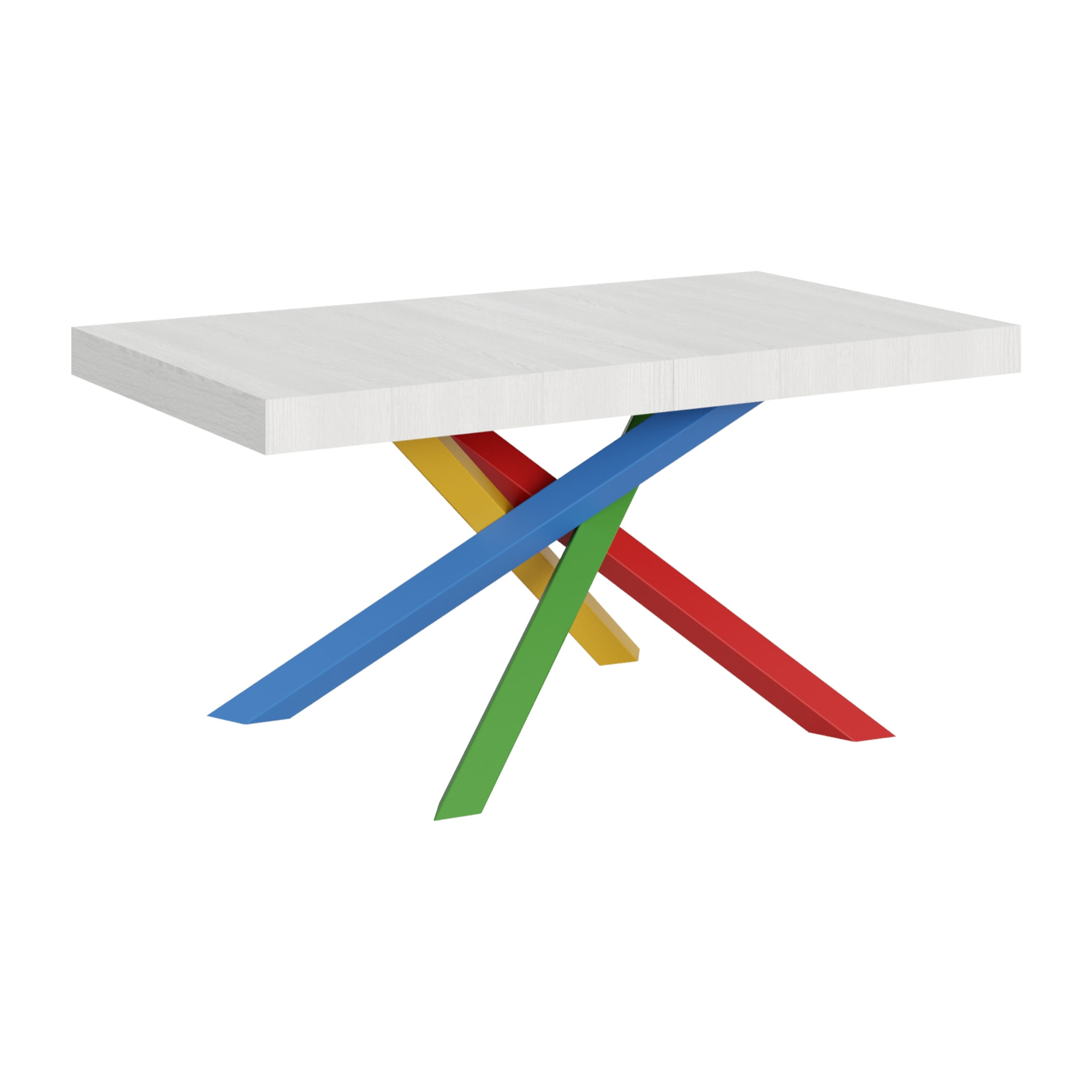 Mesa extensible 90x160/264 cm Volantis Fresno Blanco estructura multicolor 4/B