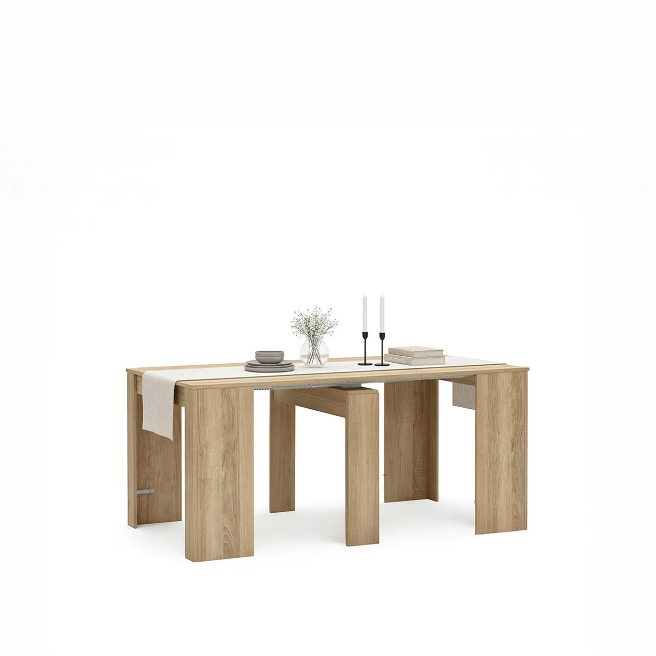 Mesa consola extensible Denis en roble canadian 50-235 cm Roble Canadian