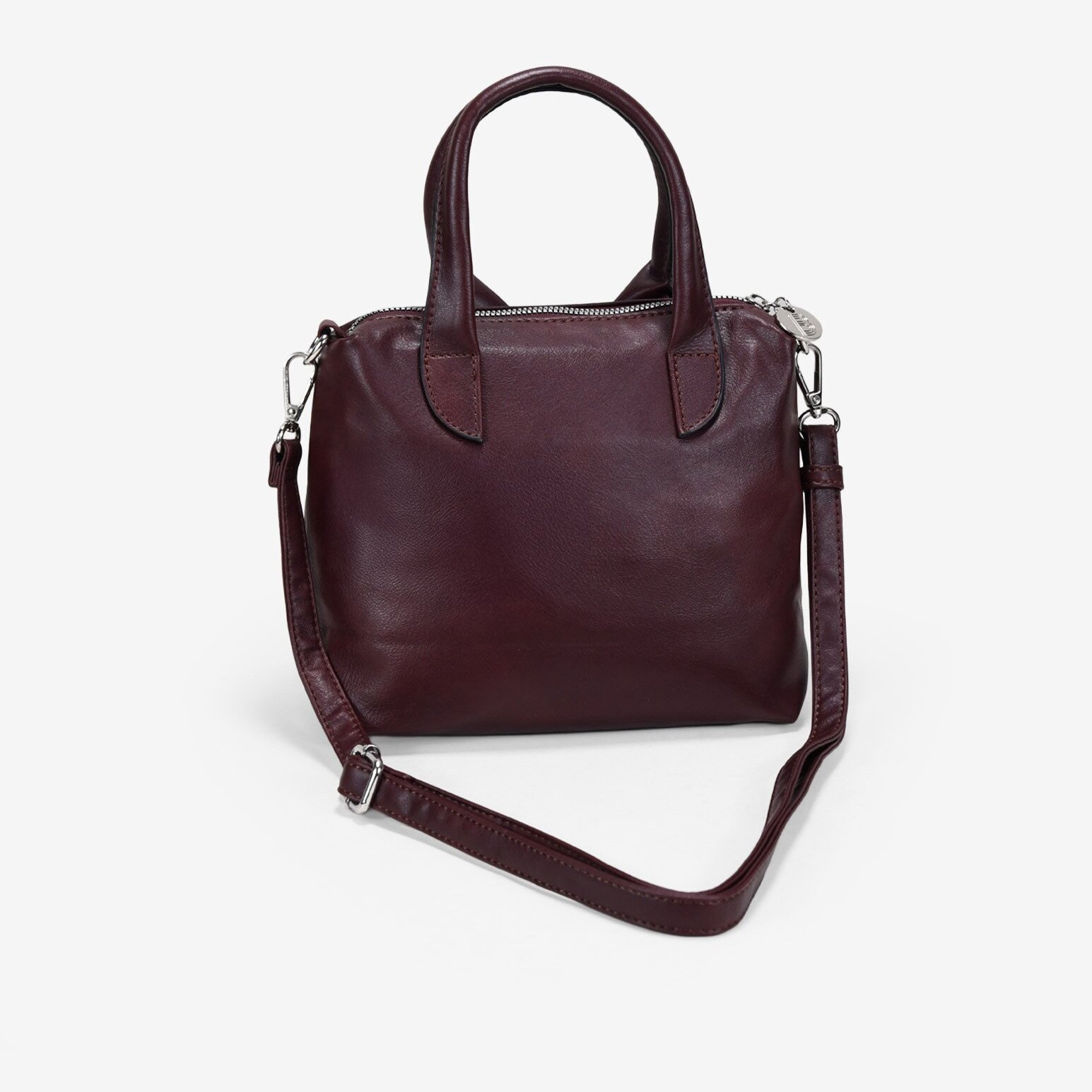 Bolso de mano burdeos pequeño con cremallera