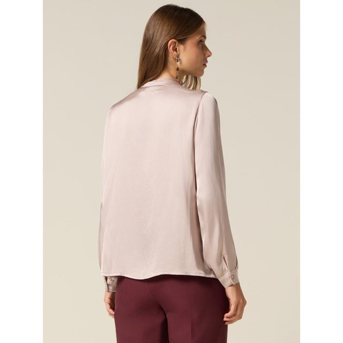 Oltre - Camicia in raso con volant - Rosa