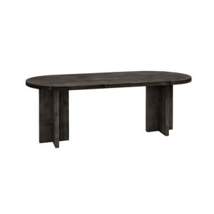 Mesa de comedor de madera maciza ovalada en tono negro de varias medidas