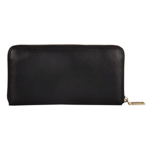 Portafogli Donna colore Nero-in pelle Made in Italy L20 cm X W10 cm X H2 cmcm