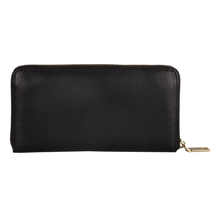 Portafogli Donna colore Nero-in pelle Made in Italy L20 cm X W10 cm X H2 cmcm