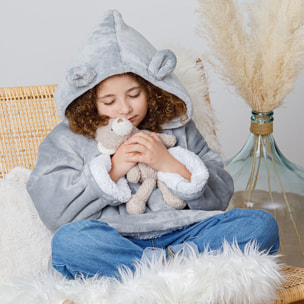 Plaid sweatshirt capuche "Ours" - gris