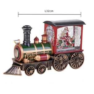 Locomotiva con Babbo Natale + Led - Pezzi 1 - Colore Rosso - 31,5x18Hx10cm - Bianchi Dino