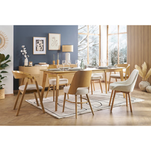 Chaises scandinaves en tissu effet laine bouclée blanc et bois clair massif (lot de 2) HOLO