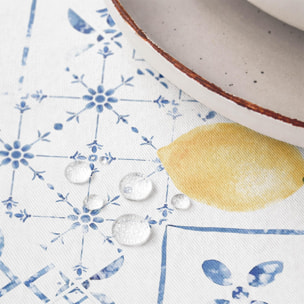 Mantel estampado antimanchas DORIS AZUL