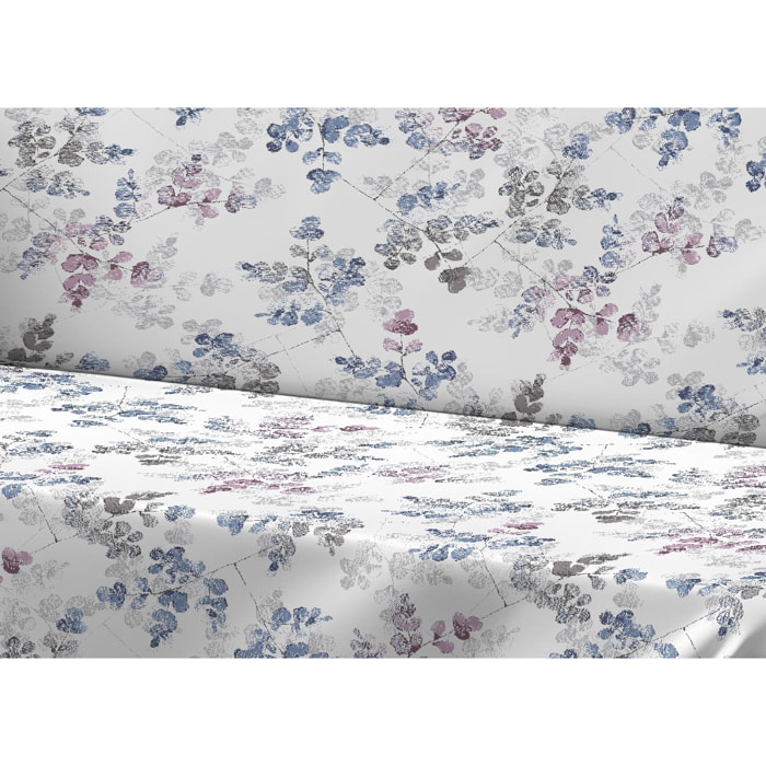 Telo Arredo Copritutto Grand Foulard Copridivano Copriletto 100% Cotone Disegno Petalo Azzurro