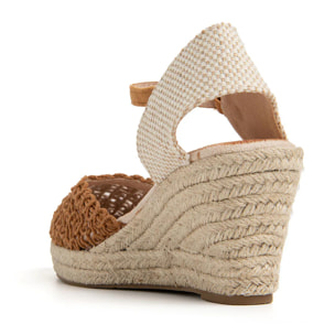 Campesina tacco 7 con punta traforata - CAMMELLO