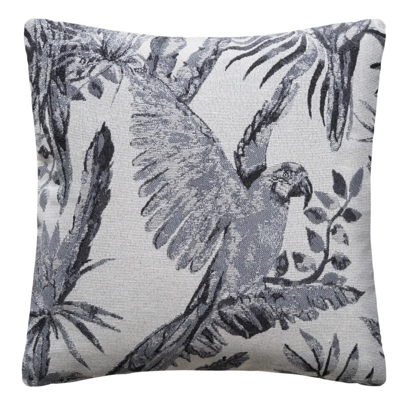 Coussin "Perroquet" à motifs jacquard gris 40x40 cm