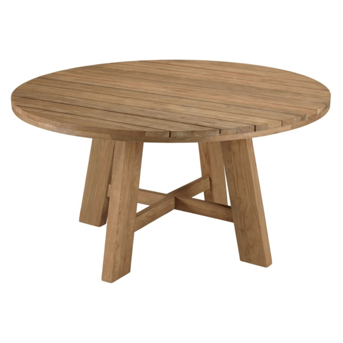 KALLY - Table à manger de jardin ronde 150x150cm teck recyclé