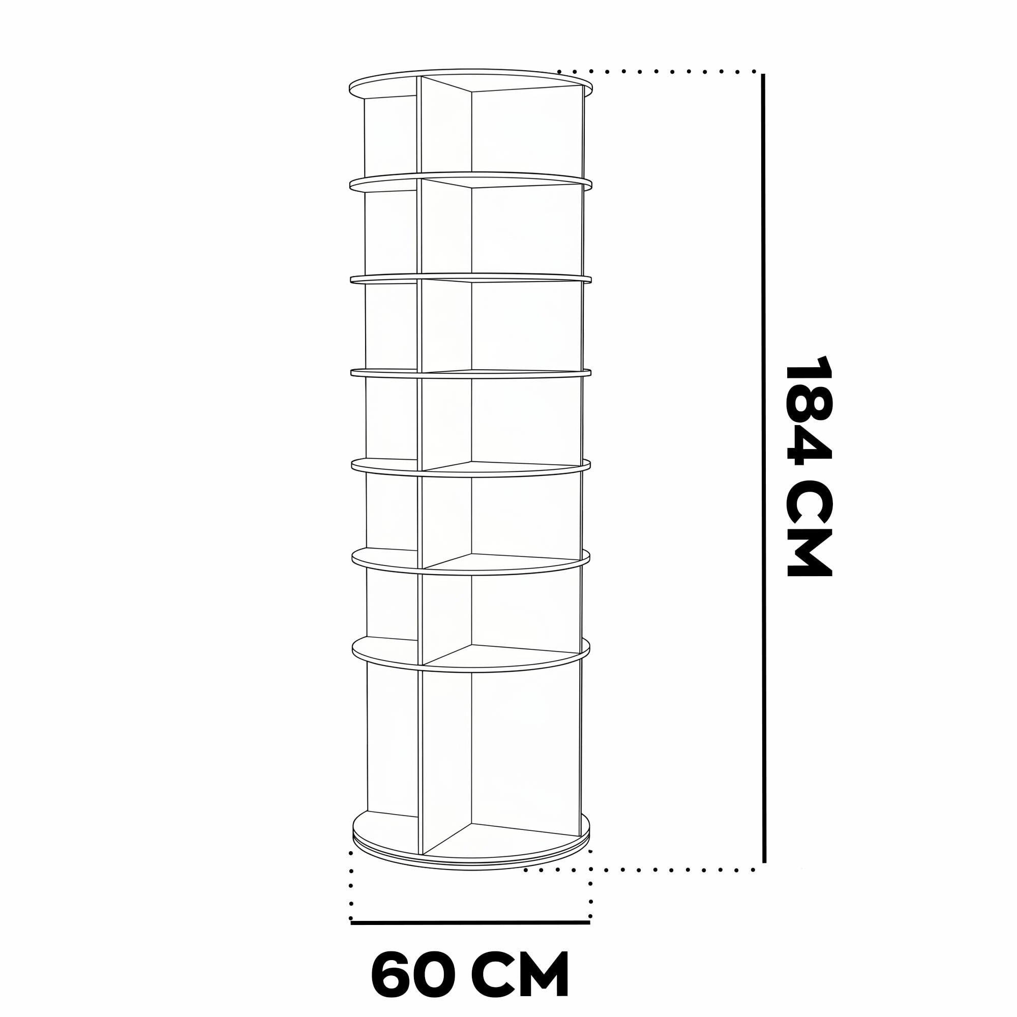 Ryuen - Scarpiera Verticale 7 Ripiani H184 cm 28 paia con Base Rotonda Girevole 360° Manuale Bianca